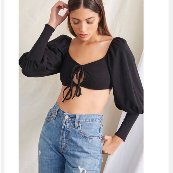 Cropped tie front top - Picture 1 of 3